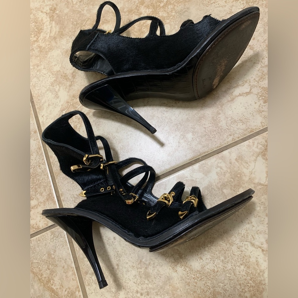 Louis Vuitton Black Heels with Gold Accents with box and bags.  Taking offers - Picture 8 of 10